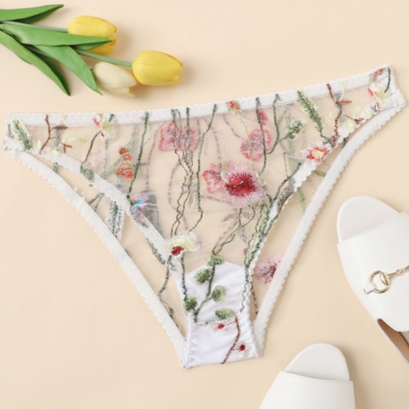 Other - Floral Embroidered Mesh Sheer Panty